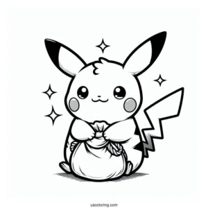 Chibi Pikachu In A Bag Coloring In