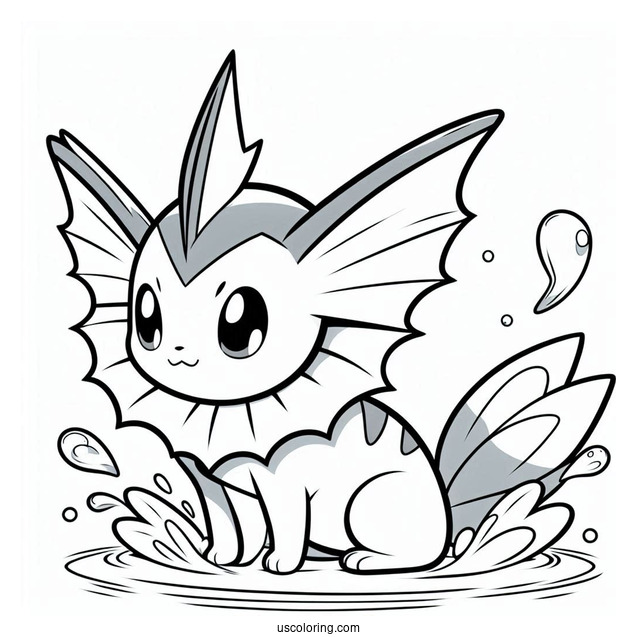 Coloring Sheet Of Vaporeon On Water