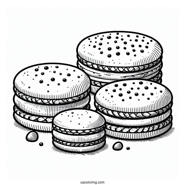 Coloring Page Of Macaroons