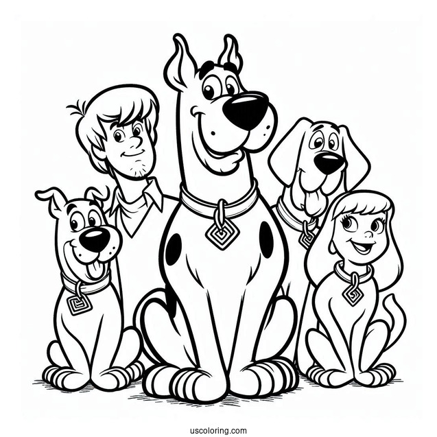 Scooby-Doo Dog With Friends Coloring Sheet