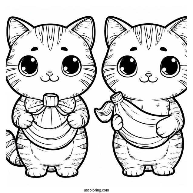 Tabby Cat Holding Up A Banana Coloring Page For Kids