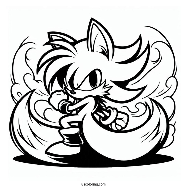 Shadow Fighting Tails Coloring Page