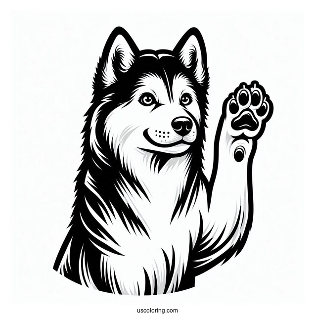Husky With Paw Up