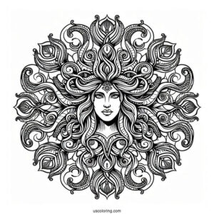 Intricate Medusa Coloring Page Mandala