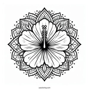 Hibiscus Flower Mandala Coloring Page