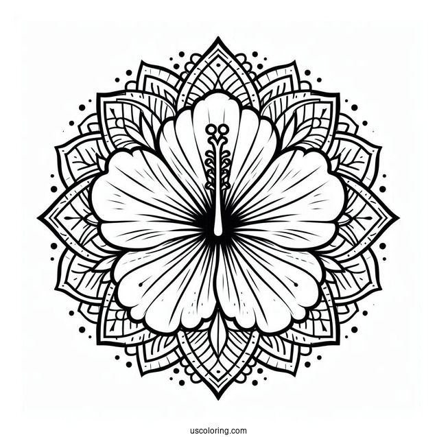 Hibiscus Flower Mandala Coloring Page