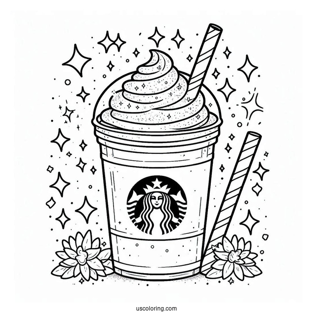 Sparkly Starbucks Coloring Page Frappe For Kids