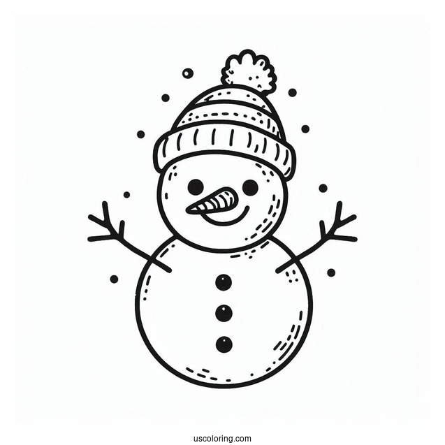 Easy Outline Of a Snowman With Carrot Nose And Stick Hands