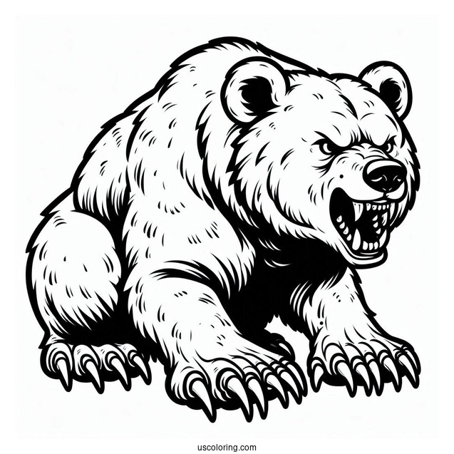 Bear Coloring Page With Sharp Teeth And Claws