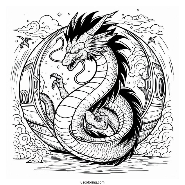 Dragon Emerging Outside Of Goku s Capsule House