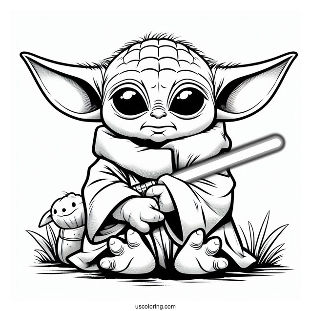 Baby Yoda Using The Force To Color