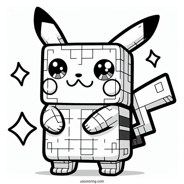 Minecraft Pikachu Coloring Sheet