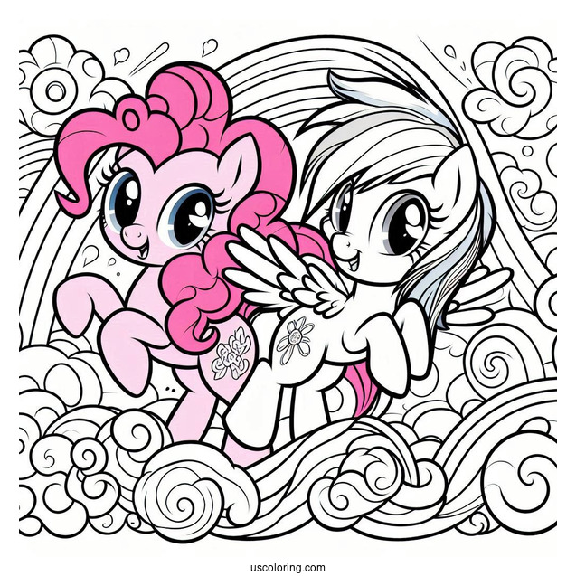 Pinkie Pie and Rainbow Dash Painting to Color