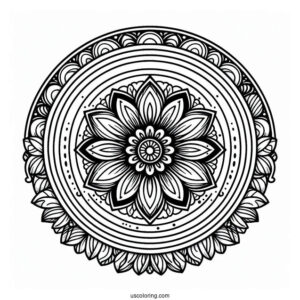 Rainbow Coloring Page Flower Mandala