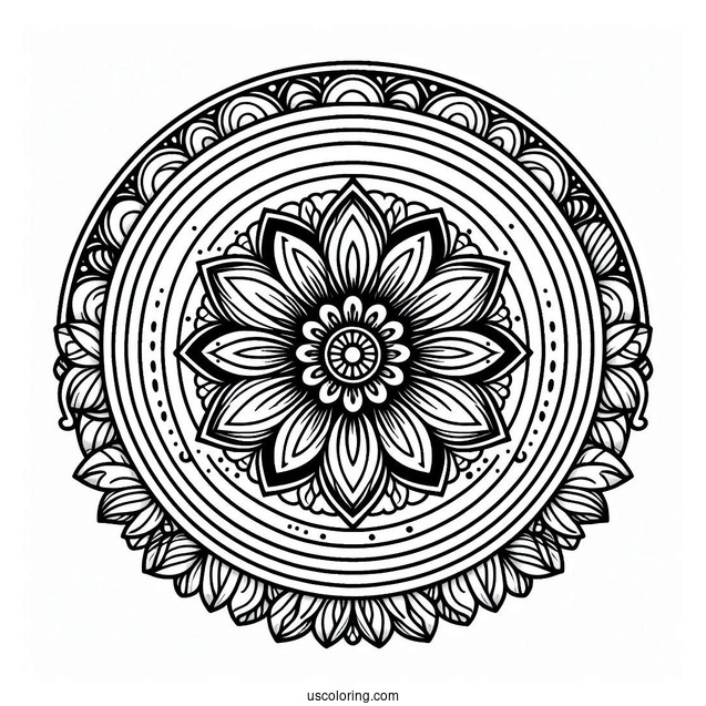 Rainbow Coloring Page Flower Mandala