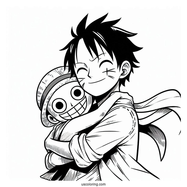 Luffy Coloring Page Hugging Zoro