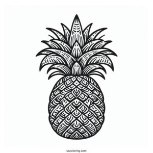 Hawaiian Themed Pineapple Coloring Page