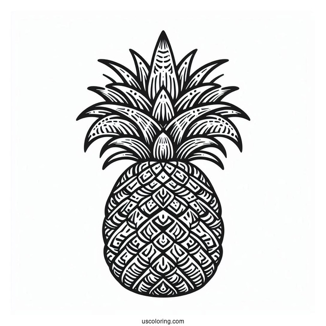 Hawaiian Themed Pineapple Coloring Page