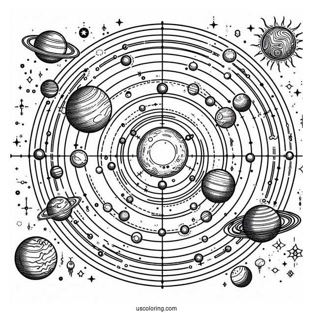 Solar System Map Coloring Page For Kids