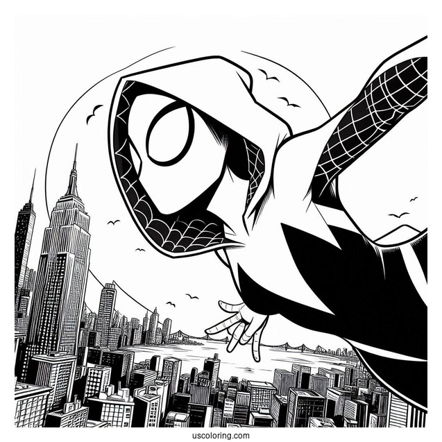 Spider-Gwen Coloring Page With Miles Morales