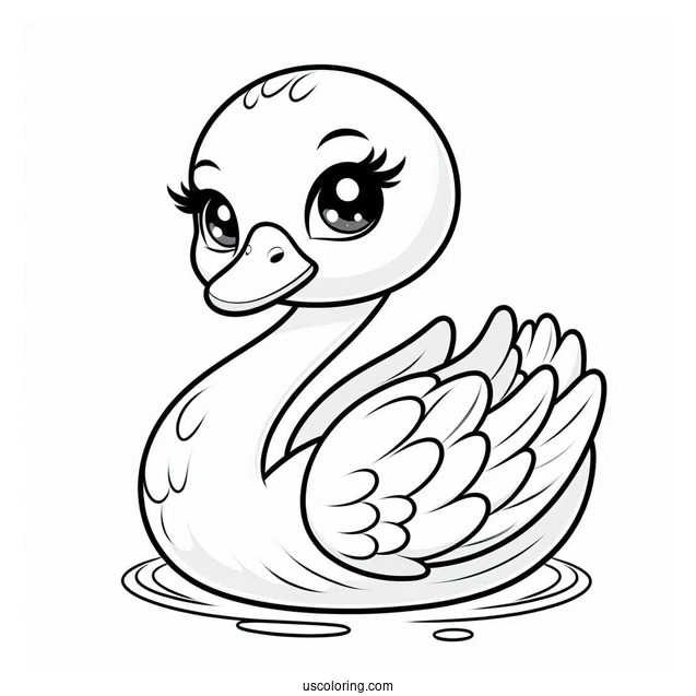 Swan Coloring Page With Big Round Eyes