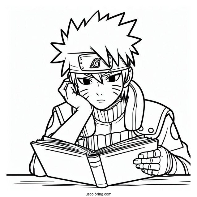 Bored Kakashi Coloring Page Reading Icha Icha Book
