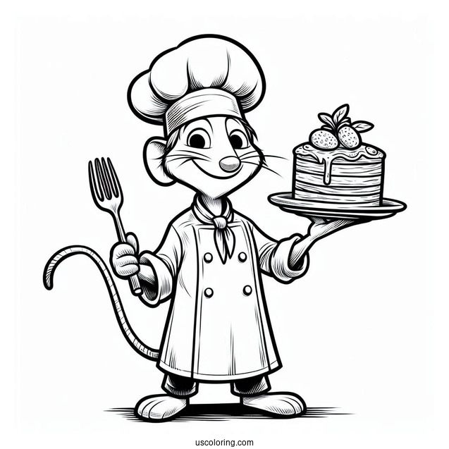 Simple Alfredo Holding Ratatouille Coloring Page For Preschoolers
