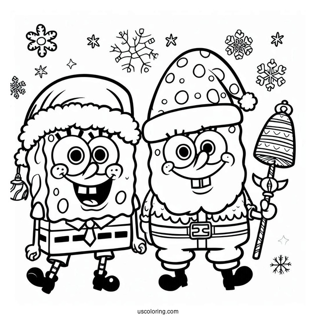 SpongeBob And Patrik Dressed Up As Santa For Christmas