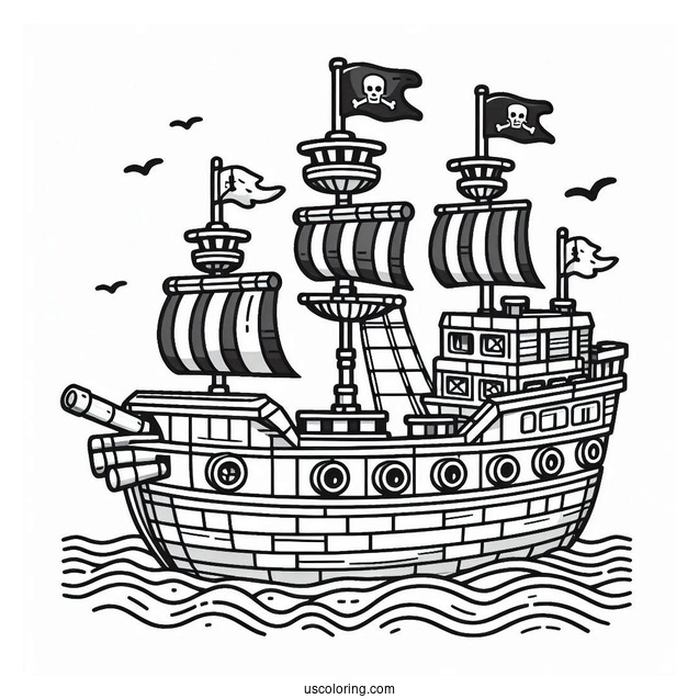 Lego Pirate Ship Coloring Page For Kids