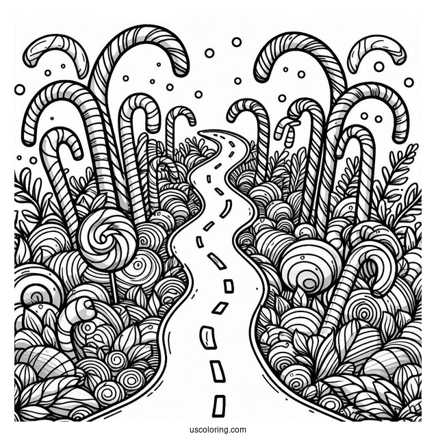 Road Full Of Candy Cane To Color