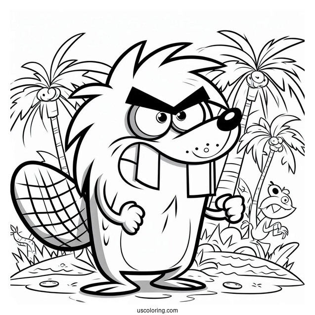 Nickelodeon Coloring Page Of Easy The Angry Beavers Outline