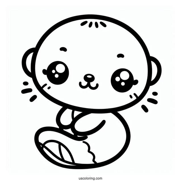 Easy Kawaii Otter Coloring Page For Kids