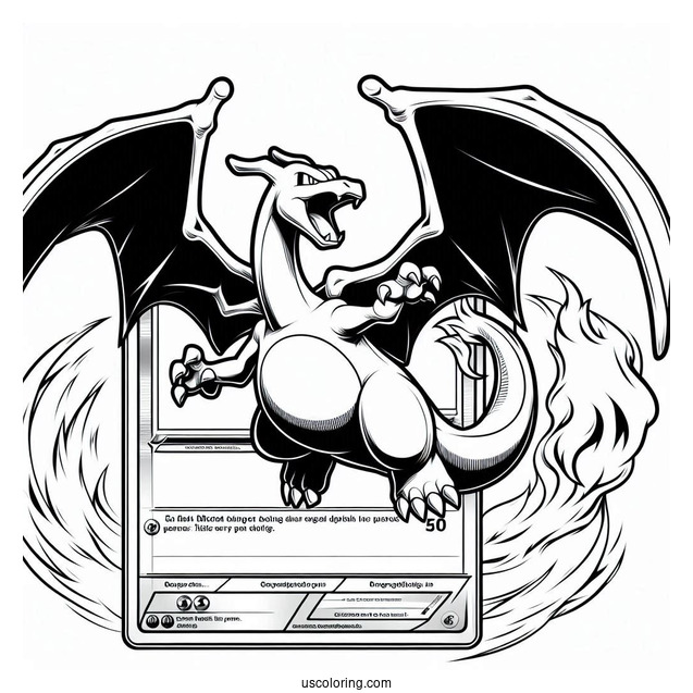 Charizard Wing Attack Pokemon Card Coloring Page