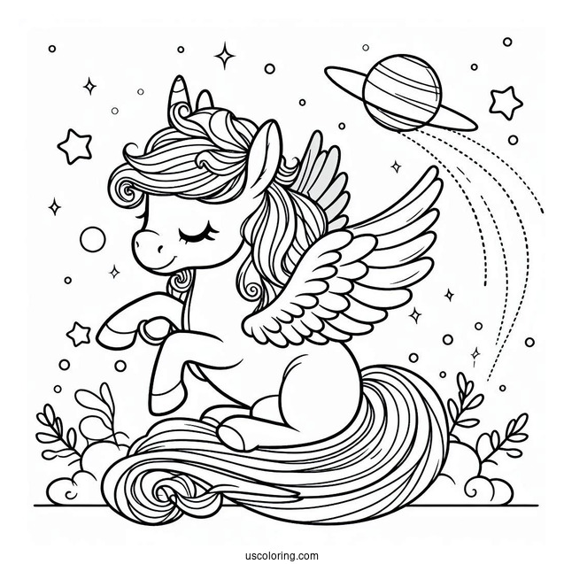 Baby Pegasus Coloring Page Outline For Preschoolers