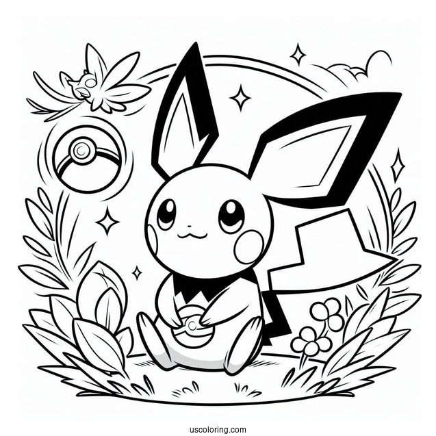 Pichu Pokemon Poster Coloring Page For Kids