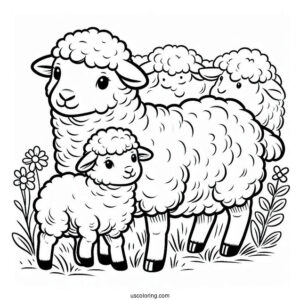Sheep And Baby Lamb Coloring For Kids