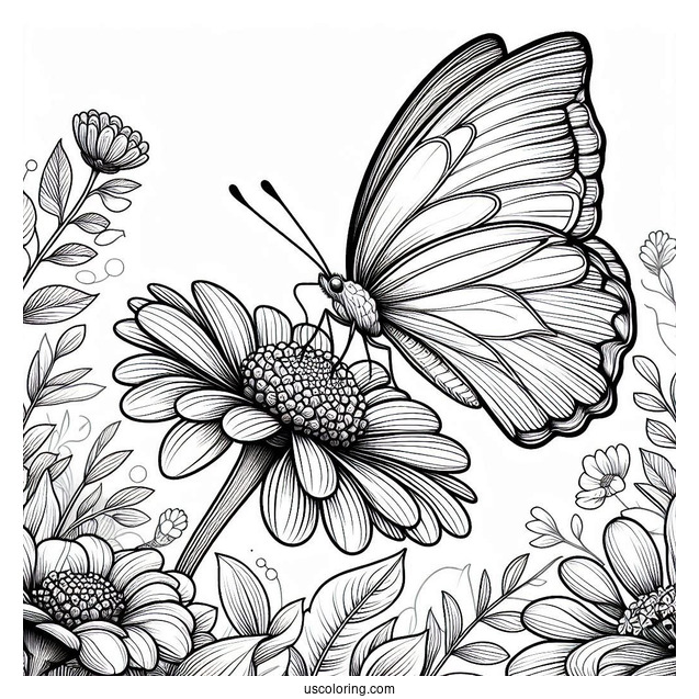 Butterfly Feeding On Flower Nectar