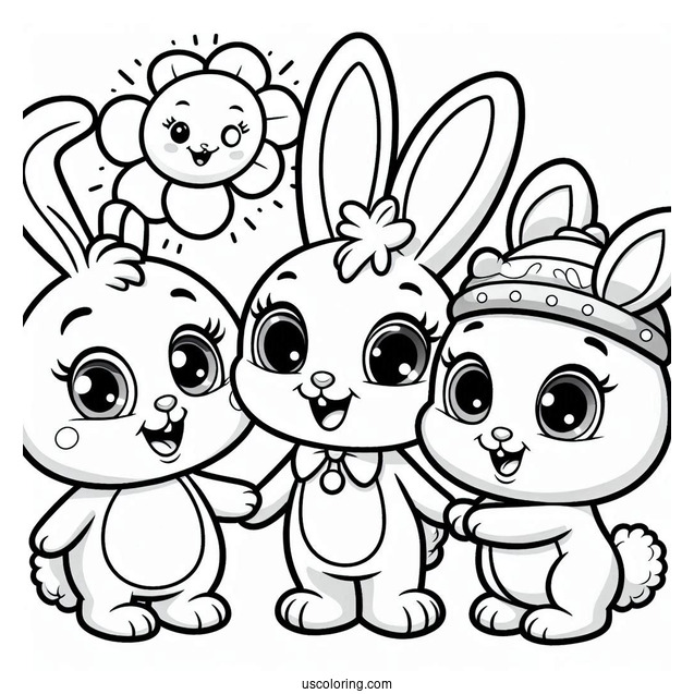 Sunny Bunnies Coloring Page Of Happy Sunny Bunnies S Marty, Hopper, Shiny, Turbo, Iris For Preschoolers
