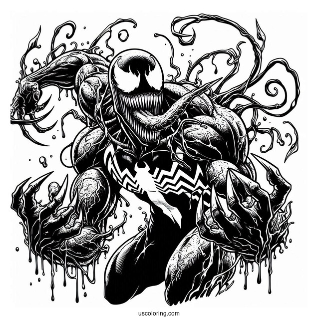 Venom Fighting With Carnage Coloring Page