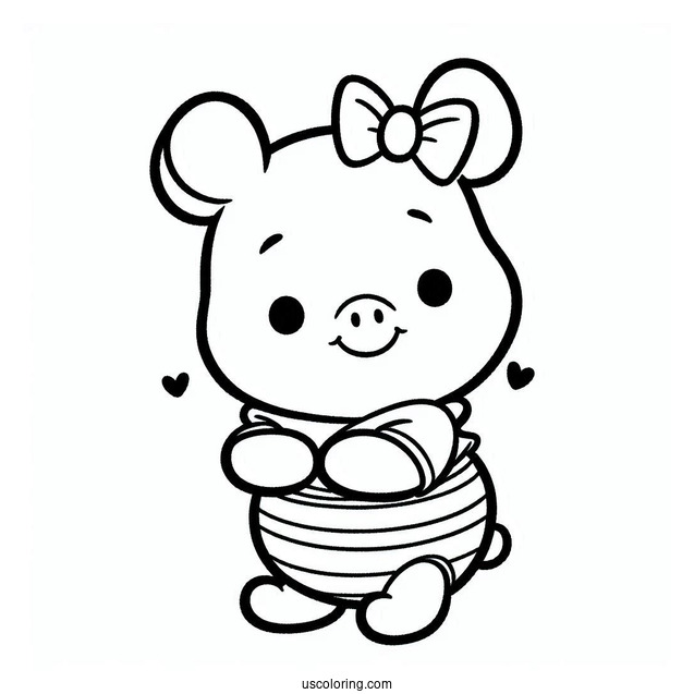 Kawaii Piglet Coloring Page With Winnie The Pooh For Preschoolers
