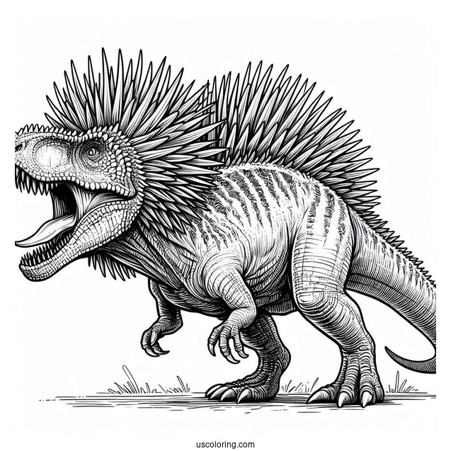 Spiky Yutyrannus Growling Coloring Page