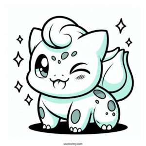 Easy Winking Bulbasaur Coloring Page For Kids