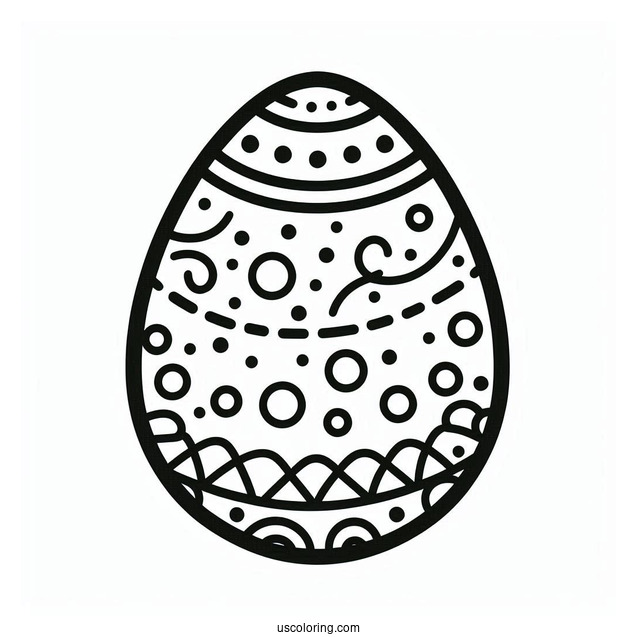 Polka Dots And Curvy Lines Easter Egg Design For Preschoolers