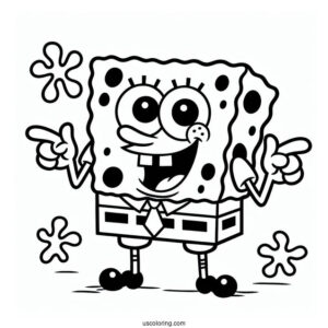 SpongeBob With Pointing Fingers To Color