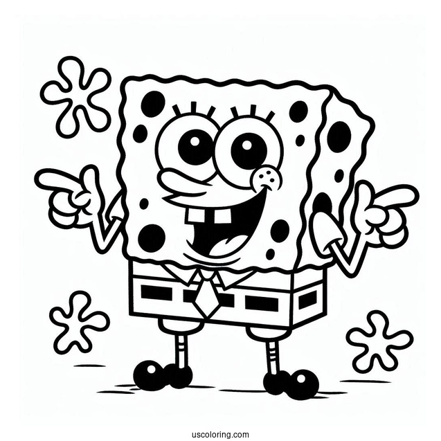 SpongeBob With Pointing Fingers To Color