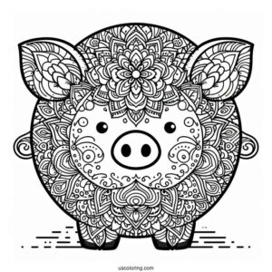 Mandala Pig Coloring Page