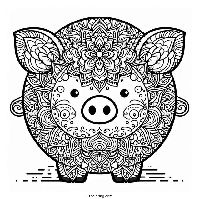 Mandala Pig Coloring Page
