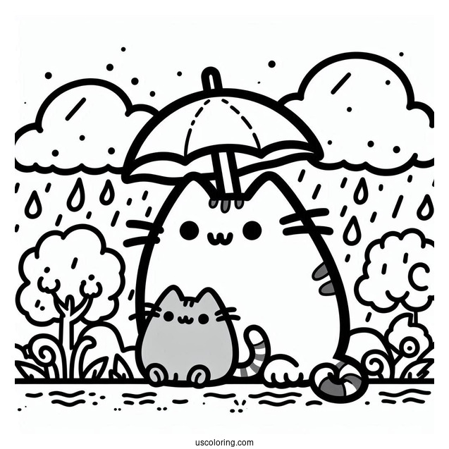 Easy Coloring Page Of Pusheen And Stormy