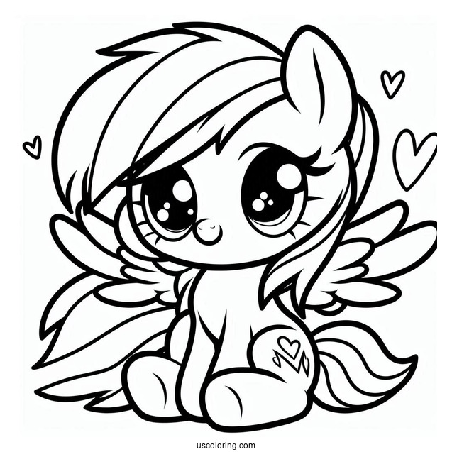 Cute Chibi Rainbow Dash Coloring Page With Heart Eyes For Preschoolers