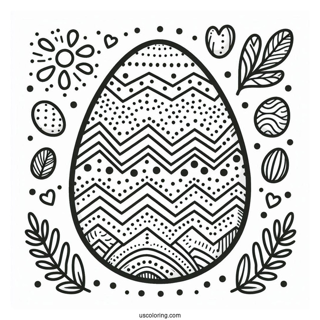 Chevron And Polka Dots Easter Egg Coloring Sheet For Preschoolers